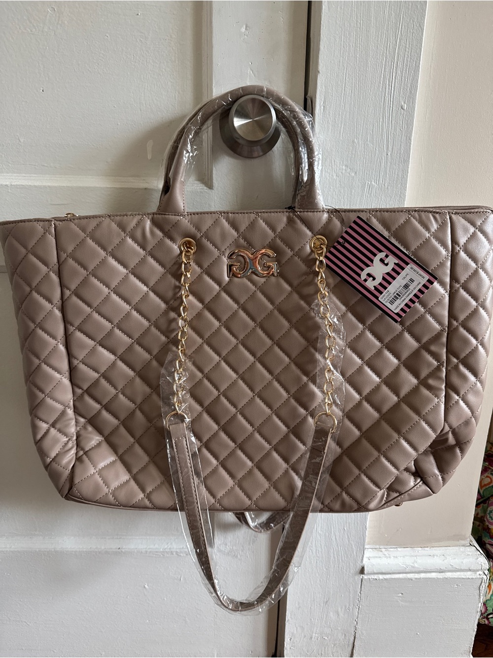 Gilda Paris- Taupe Quilted Tote Bag